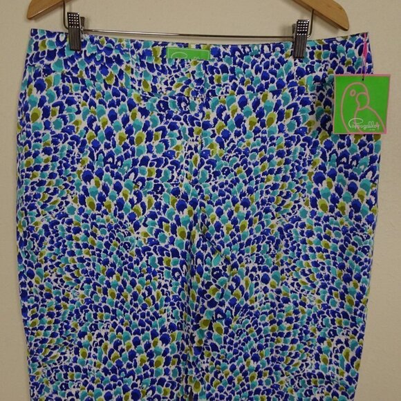 Pappagallo Lightweight Pants Women's Size 14 Blue Print Stretch - Picture 2 of 7